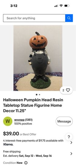 Halloween Pumpkin Head Figurine Tabletop Statue