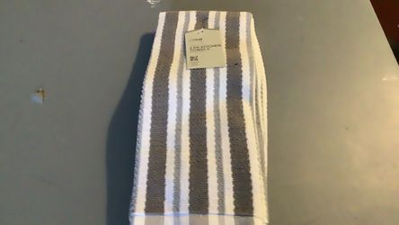 2-Pack Striped Kitchen Towels Grey and White