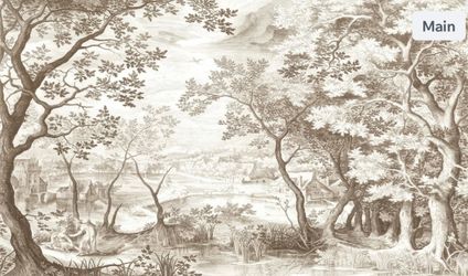 LOOWAP Vintage Beige Forest Woodland Mural Wallpaper 195"x120" For Sale $84.00 50%+ OFF Retail