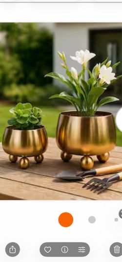 Gold Metal Planters Set of 2