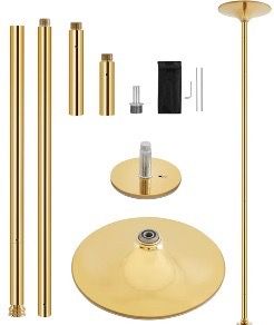 45mm Spinning Static Dancing Pole, Chrome-Plated Steel Pole, Portable & Removable, 44.5-108.3” Height Adjustable, Ideal for Home Use