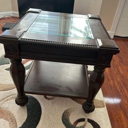 Dark Wood Table With Glass Top
