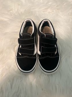 Vans Kids Black and White Velcro Sneakers size 11.5