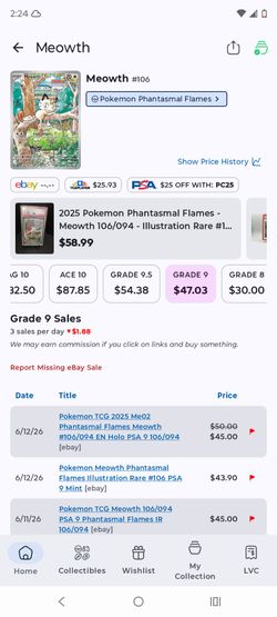 Psa 9 meowth phantasmal flames ir