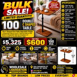 TDJ Double C-Shaped Adjustable Side Table
