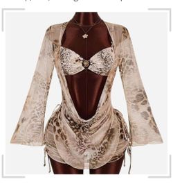 Women's Leopard Print 4-Piece Swimwear Set