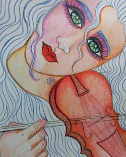 Violin original hand drawn art