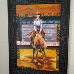 "Rodeo" painting, framed