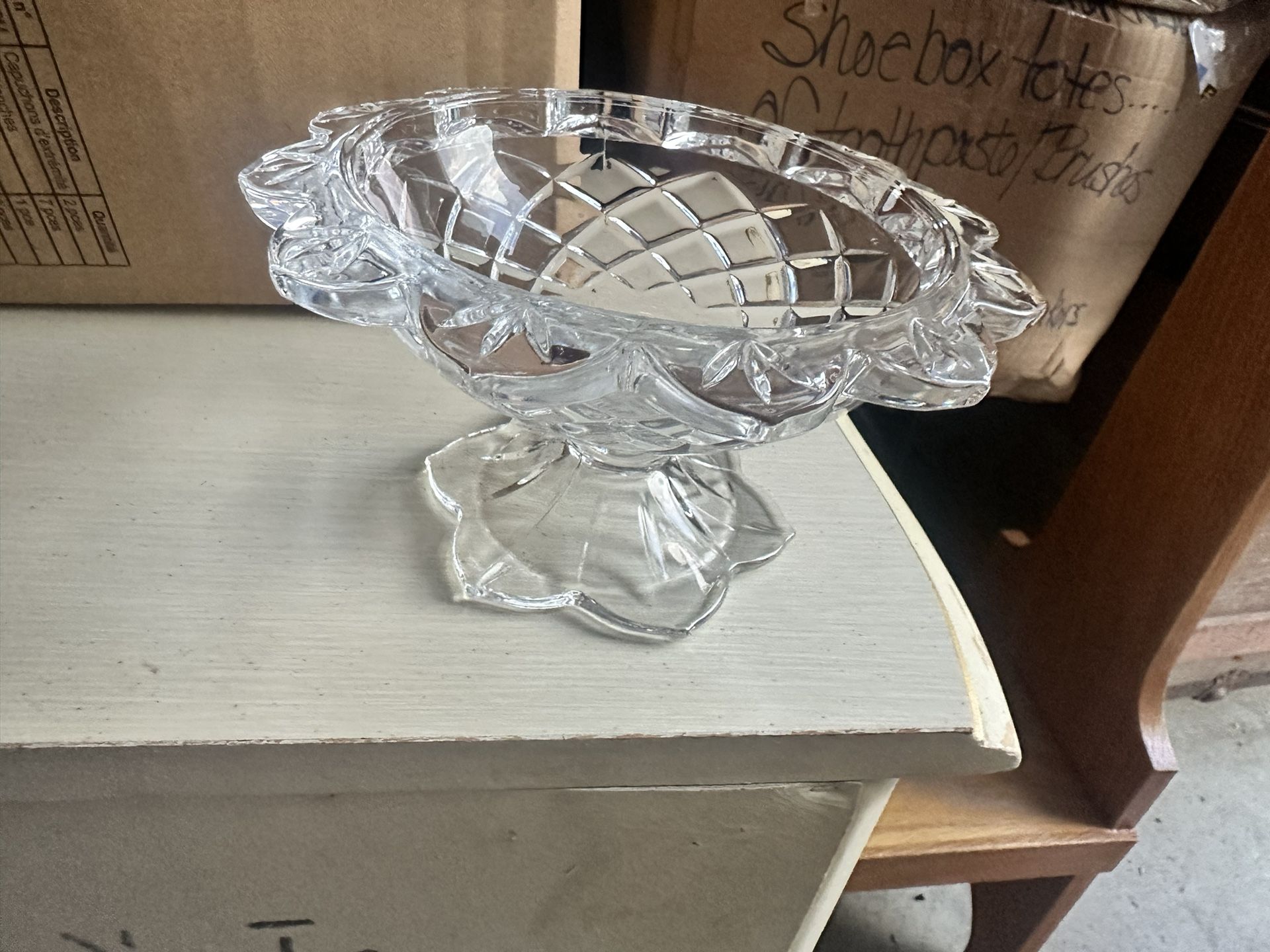 Poland Made Solid Crystal Serving Or Candy Dish