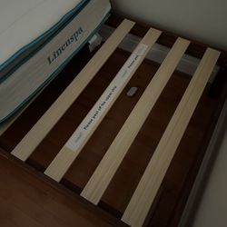 Twin XL Solid Wood Bed with Hybrid Mattress 