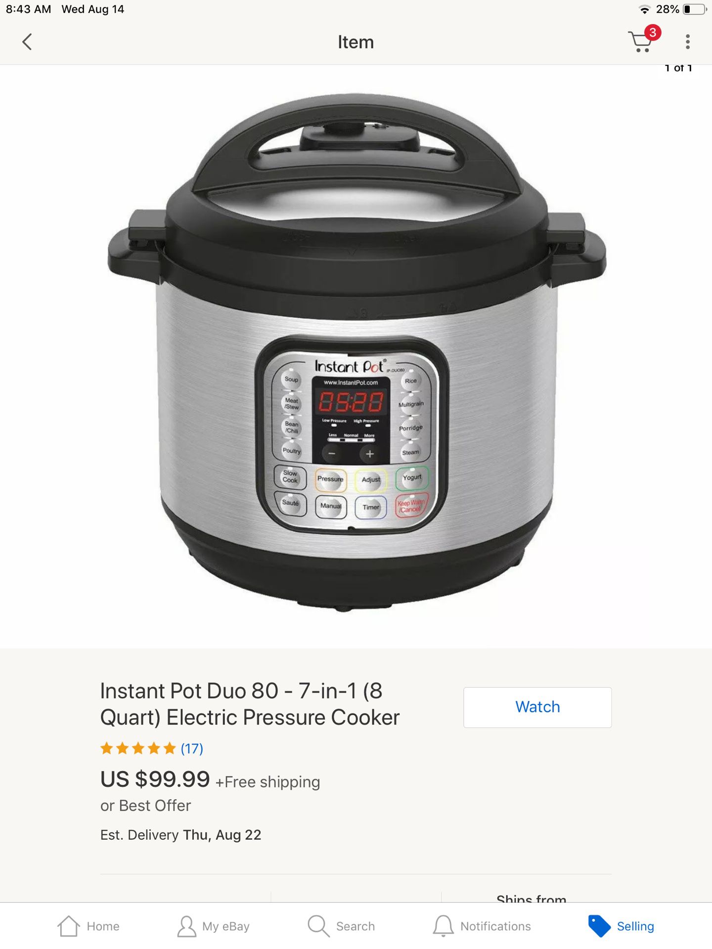 Instant Pot Duo 80 - 7- In-1 (8 Quart) Electric Pressure Cooker