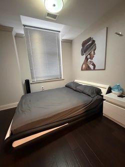 Queen size bed mattress and night stand