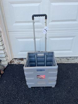 Folding Portable Tool Carrier Cart Rolling Tool Box With Wheels & Handle (50 Lb)