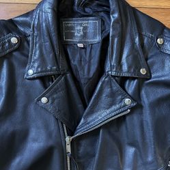 Black Leather Motorcycle Jacket Mens XL 50 vintage 