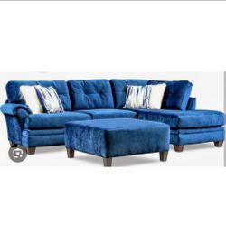 Navy Blue Sectional Couch Set.