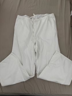 Denim White Drawstring Scrub Pants