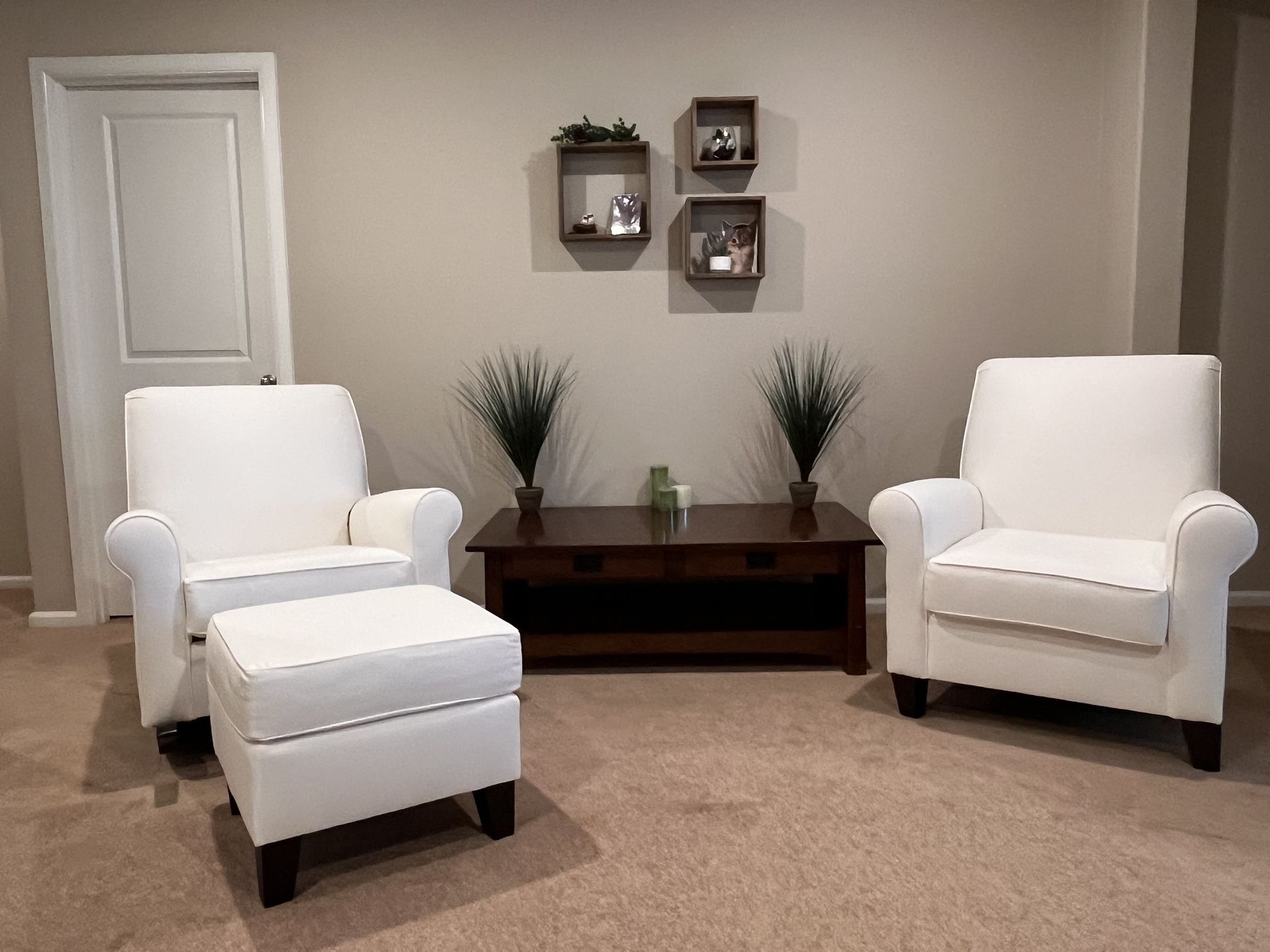 3 Piece Set - Pottery Barn Rocking Chairs Two With Ottoman