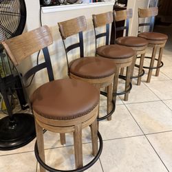 set of 5 new seat cover cushion upholstered in brown heavy ashley bar stool 