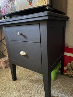 Black Wooden Nightstand / End Table – 2 Drawers