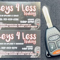 [$100 in Upland] 2004-15 Dodge, Chrysler, & Jeep Key Copy (Avenger, Liberty, Aspen, 300, Charger, Durango, Magnum, Commander, Grand Cherokee)