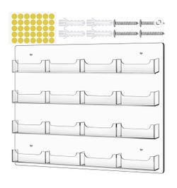 TURSTIN Business Card Holder Wall Mount Clear 16 Pocket Display Marketing