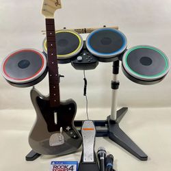 PS4 PS5 Rock Band 4 Bundle, Drums, Guitar, Game, Mic