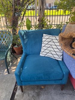 Teal Velvet Wingback Accent Chair
