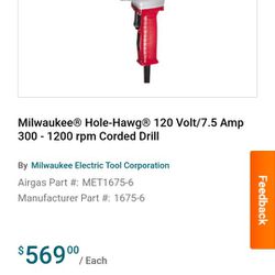 
Milwaukee® Hole-Hawg® 120 Volt/7.5 Amp (contact info removed) rpm Corded Drill