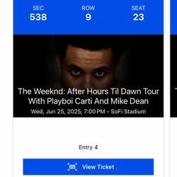 The Weeknd June 25th (Wednesday) Concert Tickets