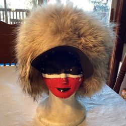 Vintage Small Coyote Mountain Man Hat with Visor