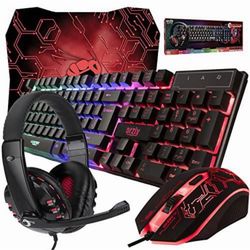 Gaming Keyboard and Mouse and Mouse pad and Gaming Headset