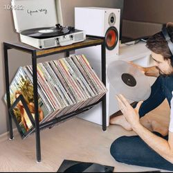Record Player Stand with Vinyl Storage, Turntable Stand with Record Storage Up to 80 Albums, Record Player Table Shelf for Living Room Bedroom Office