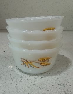 Set Of 4 Vintage Fire King Wheat Ramekins 6 oz