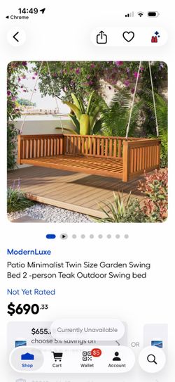 ModernLuxe Teak Outdoor Patio Swing Bed