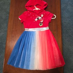 DISNEY MINNIE MOUSE DRESS WITH HOOD SZ SM 6-6X SEE DESCRIPTION 