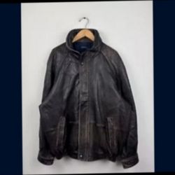 VINTAGE 1990s NAUTICA SOFT BLACK LEATHER JACKET SIZE LARGE / MEN'S 38 