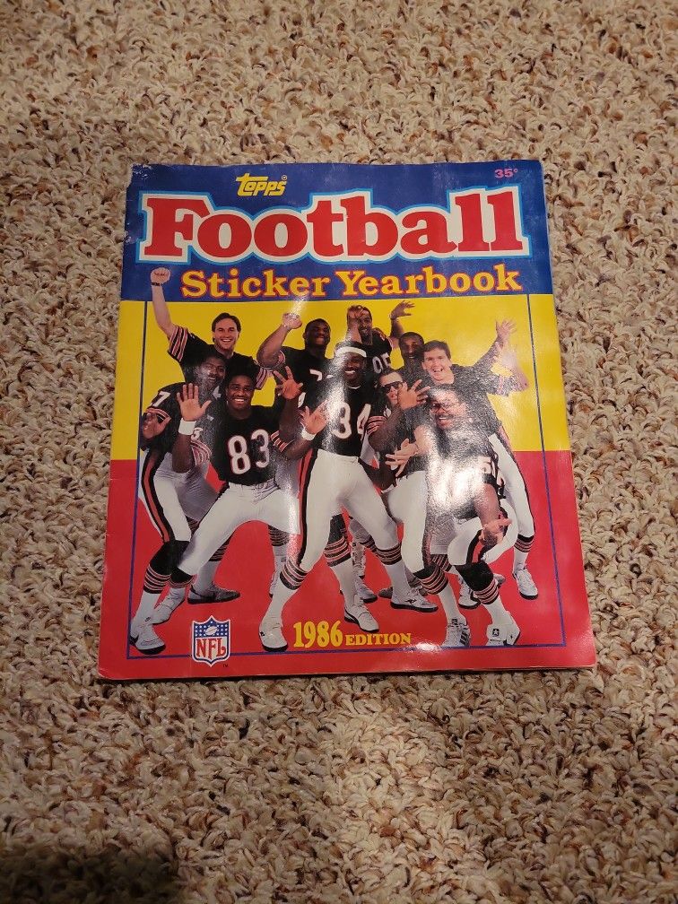1986 Topps Football Sticker Yearbook Featuring The 85 Bears