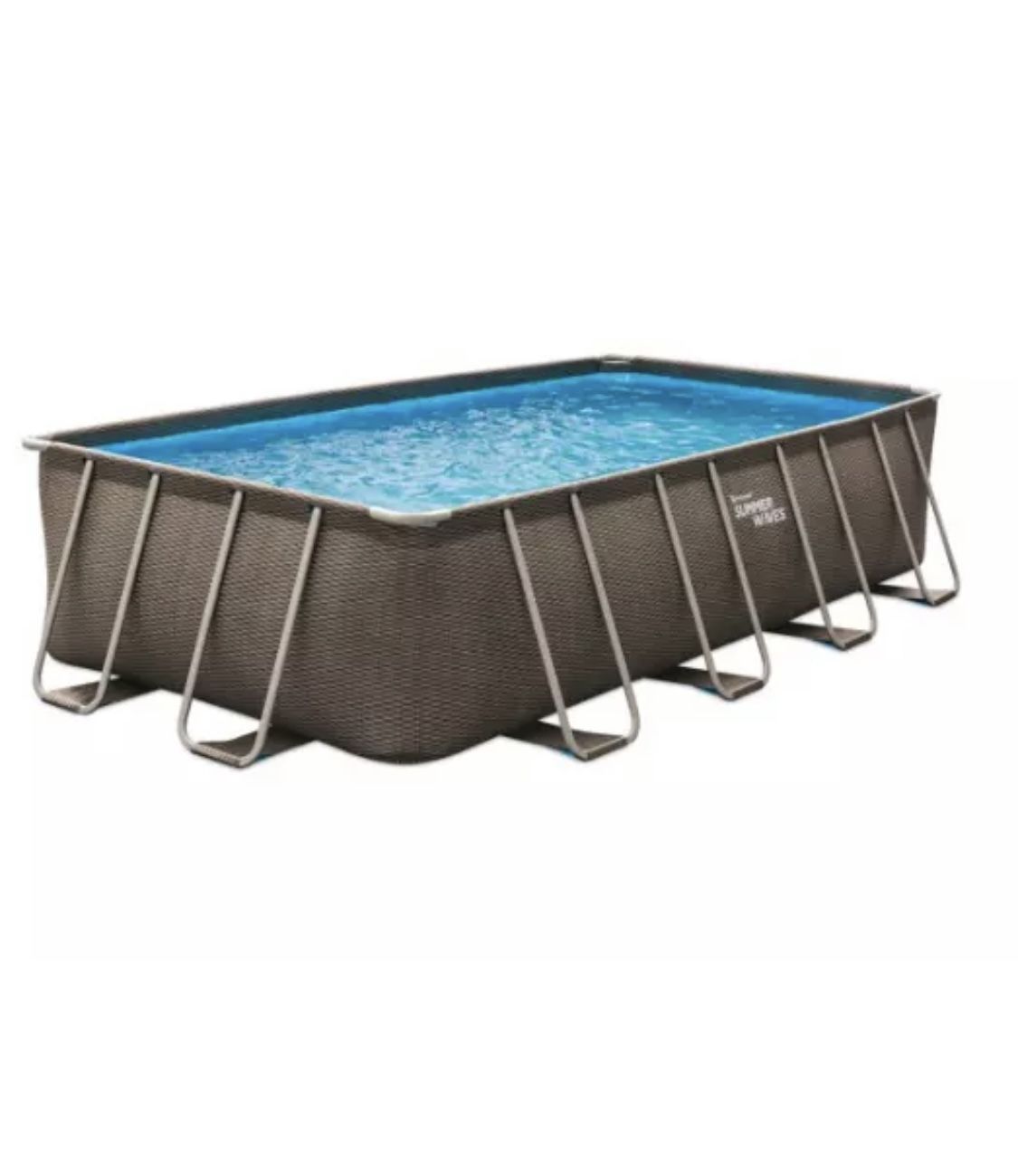 Summer Waves 18x9x48 Dark Double Rattan Print Elite Rectangular Frame Swimming Pool