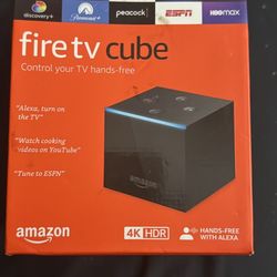 2nd Generation Amazon Fire TV Cube. box design, which lists 4K HDR and hands-free Alexa.