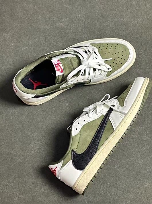 Low-top retro basketball shoes for men and women, beige green