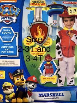 NEW Marshall Paw Patrol Halloween Costume size 2-3T and 3-4T