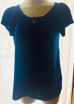 Royal blue Adult medium blouse and off white vest/ cardigan.