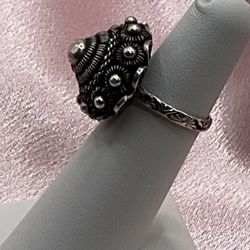 Vintage Dutch Button Silver Size 5 Ring