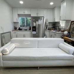 White Couch / Sofa  _Back Height 29, Arm rest height 24, Width 34, Length 84
