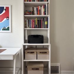 solid wood bookcase - white 