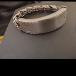 Silver .925 Chino Link Bracelet With Id Plate 110.2 Grams