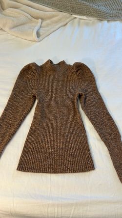 Pullover Sweater puff sleeve , mixed fall colors / Who , what , wear brand