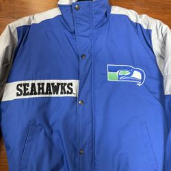 Vintage Seattle Seahawks Jacket Logo 7 Team NFL Men’s Large New