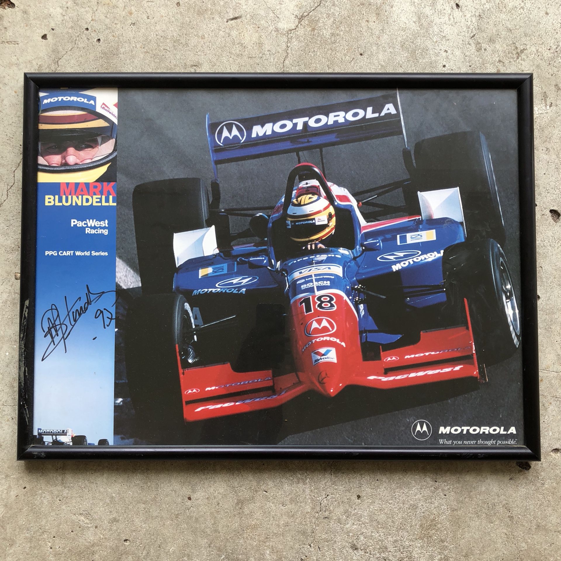 1997 Mark Blundell racing authentic autographed framed print