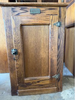 White Clad Wooden Ice Box Single Door Brown Freestanding Cabinet External Handle